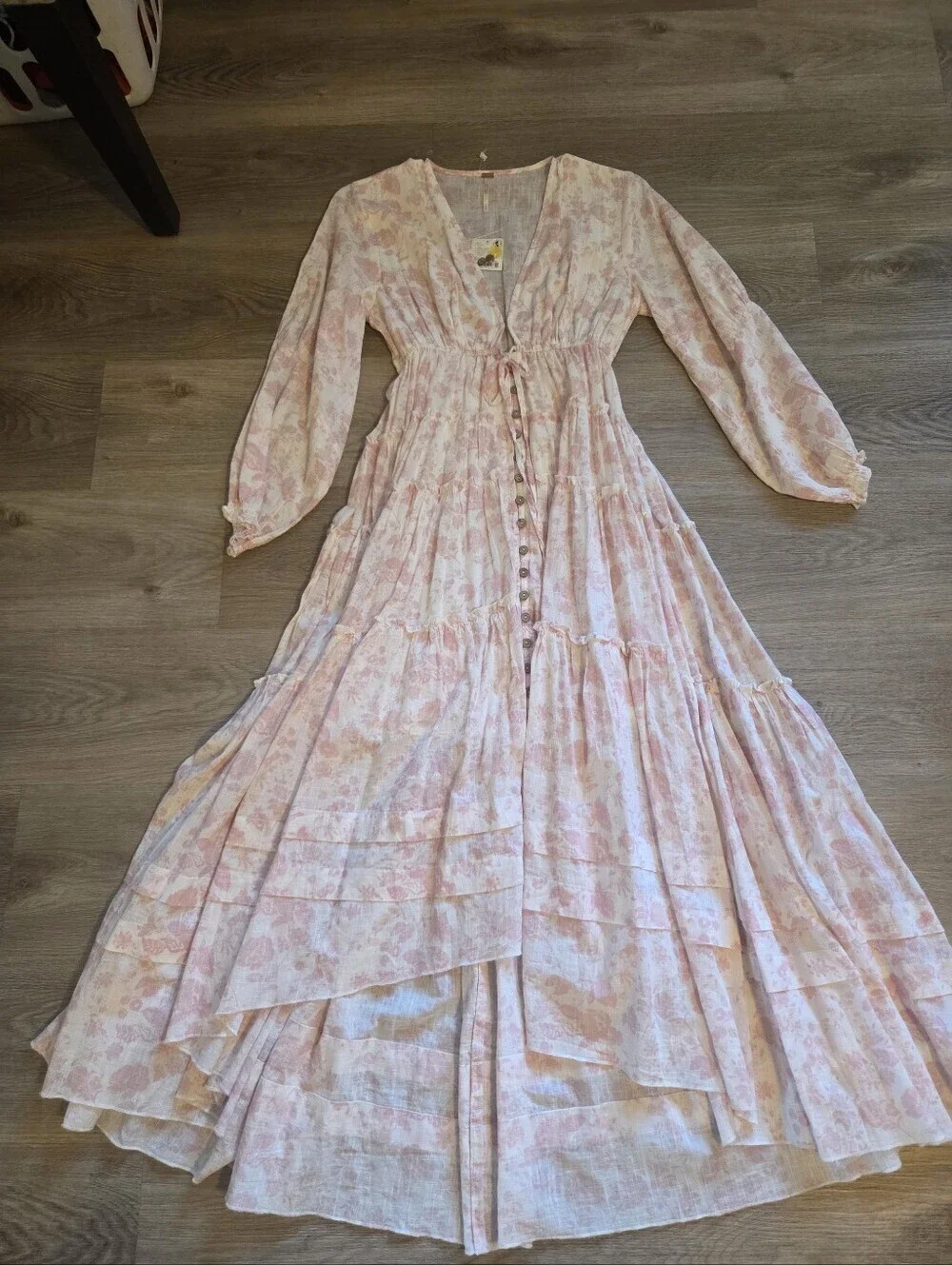 Free People Pappiet Floral MIDI Dress White Size XS 1760